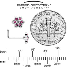 Load image into Gallery viewer, 20G 7mm Pink Radiant Blossom Flower L Shape Nose Ring
