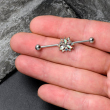Load image into Gallery viewer, 14G Aurora CZ Gem Snowflake Style Industrial Barbell 38mm
