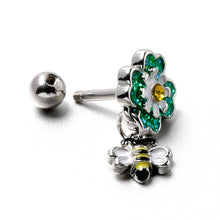 Load image into Gallery viewer, 16G 1/4 Yellow Gem Daisy Bee Glittery Cartilage Tragus Earring
