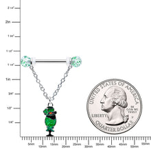 Load image into Gallery viewer, 14G 9/16 Fancy Leprechaun St Patricks Chain Dangle Nipple Ring Set
