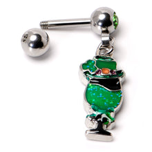 Load image into Gallery viewer, 16G 1/4 Green Gem Fancy Leprechaun Dangle Cartilage Tragus Earring
