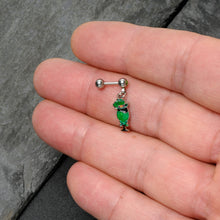 Load image into Gallery viewer, 16G 1/4 Green Gem Fancy Leprechaun Dangle Cartilage Tragus Earring
