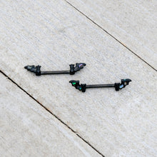 Load image into Gallery viewer, 14G 9/16 Black Subtle Bat Barbell Nipple Ring Set
