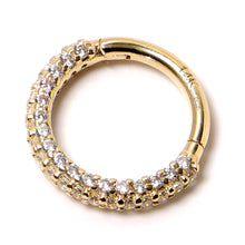 Load image into Gallery viewer, 16G 5/16 14k Yellow Gold CZ Paved Ultra Luxe Hinged Circular Segment Ring
