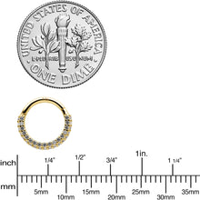 Load image into Gallery viewer, 16G 5/16 14k Yellow Gold CZ Paved Ultra Luxe Hinged Circular Segment Ring
