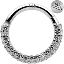 Load image into Gallery viewer, 16G 5/16 14k White Gold CZ Paved Ultra Luxe Hinged Circular Segment Ring
