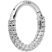 Load image into Gallery viewer, 16G 5/16 14k White Gold CZ Paved Ultra Luxe Hinged Circular Segment Ring
