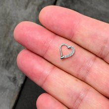Load image into Gallery viewer, 16G 5/16 14k White Gold CZ Paved Ultra Luxe Left Hinged Heart Segment Ring
