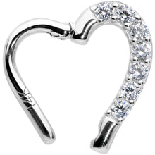 Load image into Gallery viewer, 16G 5/16 14k White Gold CZ Paved Ultra Luxe Left Hinged Heart Segment Ring
