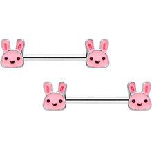 Load image into Gallery viewer, 14G 9/16 Kawaii Cutie Easter Bunny Barbell Nipple Ring Set
