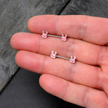 Load image into Gallery viewer, 14G 9/16 Kawaii Cutie Easter Bunny Barbell Nipple Ring Set
