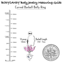 Load image into Gallery viewer, Clear Pink CZ Gem Crown And Heart Dangle Belly Ring

