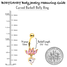 Load image into Gallery viewer, Clear Pink CZ Gem Gold Tone Crown And Heart Dangle Belly Ring
