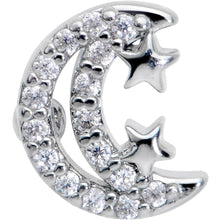 Load image into Gallery viewer, 16G 1/4 Clear CZ Gem Starry Crescent Moon Cartilage Tragus Earring
