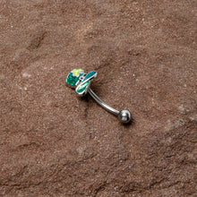 Load image into Gallery viewer, 16G 5/16 Glitter Top Hat Shamrock St Patricks Curved Eyebrow Ring

