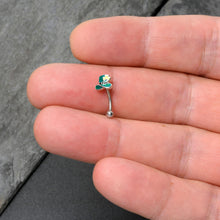Load image into Gallery viewer, 16G 5/16 Glitter Top Hat Shamrock St Patricks Curved Eyebrow Ring
