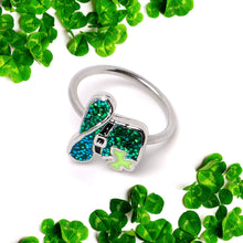 Load image into Gallery viewer, 20G 5/16 Glitter Top Hat Shamrock St Patricks Nose Hoop
