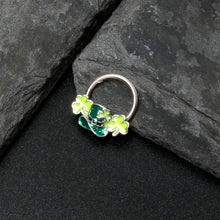 Load image into Gallery viewer, 16G 3/8 Glitter Top Hat Shamrocks St Patricks Hinged Segment Ring
