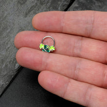 Load image into Gallery viewer, 16G 3/8 Glitter Top Hat Shamrocks St Patricks Hinged Segment Ring
