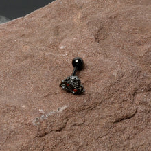 Load image into Gallery viewer, 16G 1/4 Clear Red CZ Gem Black Floral Heart Cartilage Earring
