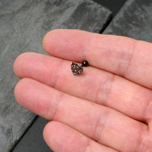 Load image into Gallery viewer, 16G 1/4 Clear Red CZ Gem Black Floral Heart Cartilage Earring

