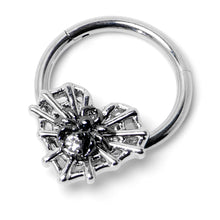 Load image into Gallery viewer, 16G 3/8 Clear CZ Gem Heart of Spider Hinged Segment Ring
