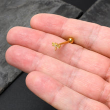 Load image into Gallery viewer, Clear Gem Gold Tone Flying Dragonfly Barbell Tongue Ring
