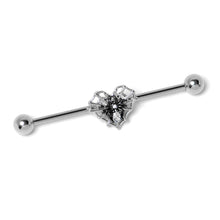 Load image into Gallery viewer, 14G Clear CZ Gem Heart of Spider Industrial Barbell 38mm
