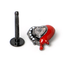 Load image into Gallery viewer, 16G 5/16 Clear Gem Black Bleeding Heart Labret Monroe Tragus
