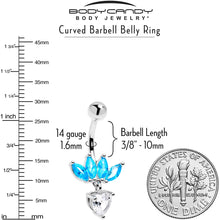 Load image into Gallery viewer, Blue Clear Gem Quartet Heart Dangle Belly Ring
