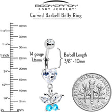 Load image into Gallery viewer, Clear Blue Gem Love Butterfly Heart Dangle Belly Ring
