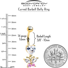 Load image into Gallery viewer, Clear Pink Gem Gold Tone Love Butterfly Dangle Belly Ring
