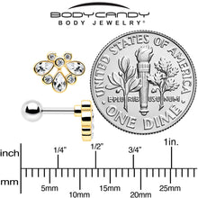Load image into Gallery viewer, 16G 1/4 Clear Gem Golden Crown Deluxe Cartilage Tragus Earring

