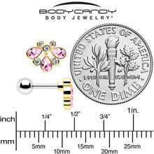 Load image into Gallery viewer, 16G 1/4 Pink Gem Golden Crown Deluxe Cartilage Tragus Earring
