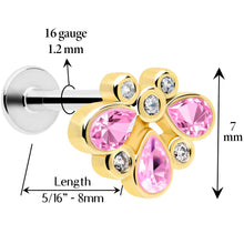 Load image into Gallery viewer, 16G 1/4 Pink Gem Golden Crown Deluxe Labret
