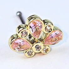 Load image into Gallery viewer, 20G 1/4 Pink Gem Golden Crown Deluxe Nose Bone
