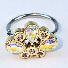 Load image into Gallery viewer, 20G 5/16 Aurora Gem Golden Crown Deluxe Nose Hoop

