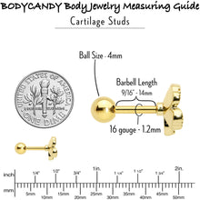 Load image into Gallery viewer, 16G 1/4 Clear Gem Gold Hue Lucky Shamrock Cartilage Tragus Earring
