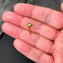 Load image into Gallery viewer, 16G 5/16 Clear Gem Gold Tone Lucky Shamrock Curved Eyebrow Ring
