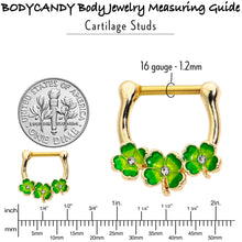 Load image into Gallery viewer, 16G 5/16 Clear Gem Gold Tone Lucky Shamrock Cartilage Clicker

