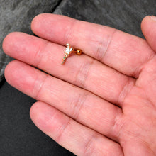 Load image into Gallery viewer, 16G 1/4 Gold Hue Cutie Easter Bunny Dangle Cartilage Tragus Earring
