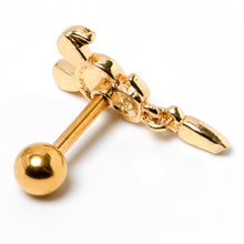 Load image into Gallery viewer, 16G 1/4 Gold Hue Cutie Easter Bunny Dangle Cartilage Tragus Earring
