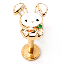 Load image into Gallery viewer, 16G 5/16 Gold Tone Cutie Easter Bunny Labret Monroe Tragus
