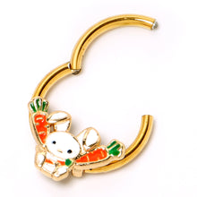Load image into Gallery viewer, 16G 3/8 Gold Tone Cutie Easter Bunny Hinged Segment Ring
