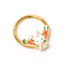Load image into Gallery viewer, 16G 3/8 Gold Tone Cutie Easter Bunny Hinged Segment Ring
