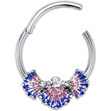 Load image into Gallery viewer, 16G 3/8 Clear CZ Gem Mesmerizing Sea Shells Hinged Segment Ring
