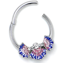 Load image into Gallery viewer, 16G 3/8 Clear CZ Gem Mesmerizing Sea Shells Hinged Segment Ring
