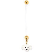 Load image into Gallery viewer, White Puppy Dog Face Dangle PTFE Pregnancy Belly Ring
