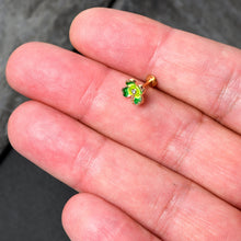 Load image into Gallery viewer, 16G 5/16 Clear Gem Gold Tone Lucky Shamrock Labret Monroe Tragus
