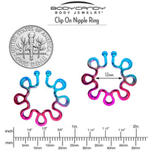 Load image into Gallery viewer, Rainbow Trippy Flower Clip On Fake Nipple Ring Set
